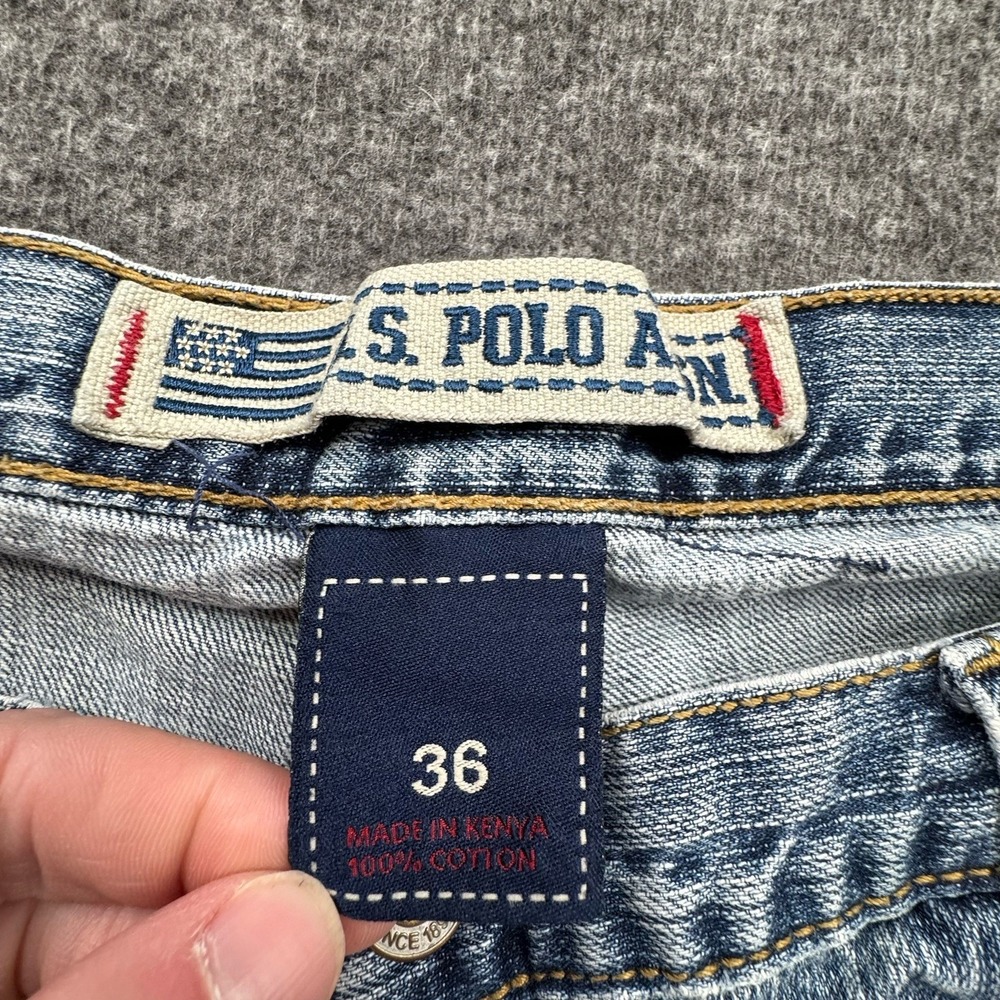 VTG US Polo ASSN Jean Shorts Baggy Y2K Men's Sz 36 Skater Carpenter Thrashed - Picture 7 of 16